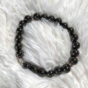 Hematite‎ Gemstone / Tree Life Bead Bracelet 6 3/4 in - 17.2 cm
